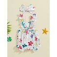 thumbnail image 4 of Nygoyerh Baby Girls Summer Cute Romper Floral/Strawberry Print Flying Sleeve Jumpsuit with Bow Headband Infant Toddler Sweet Bodysuit for Casual Daily 3M 6M 9M 12M 18M 24M, 4 of 7