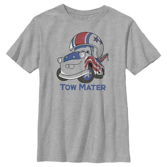Boy's Cars Tow Mater American Helmet Graphic Tee Athletic Heather Medium