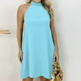 thumbnail image 2 of Kaemgyyd Halter Dresses for Women Casual Solid Color Loose Mini Dresses Flowy Baggy A-Line Beach Vacation Dress, 2 of 5