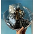 thumbnail image 3 of Disco Ball Cowboy Hat, Mirrored Ball Cowboy Hat, Bachelor Party Hat, Women Sparkly Glitter Space Hat, 3 of 10