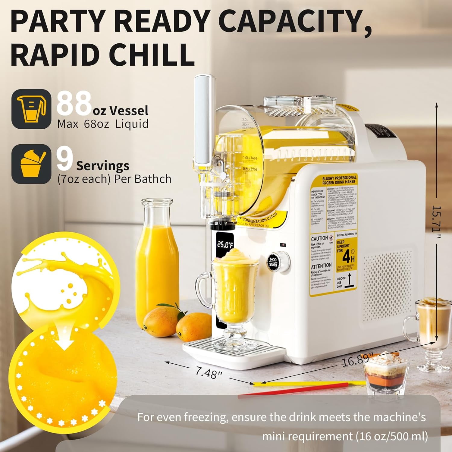 5 Preset 2 IN1 Ice Cream Maker Slushie Machine for Home - 88oz Slushy Machine Maker No Ice Needed Self Cleaning, Frozen Drink Machine