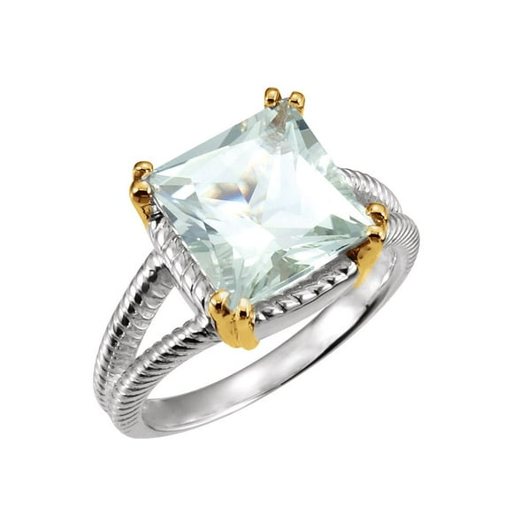 925 Sterling Silver Checkerboard Green Quartz Ring 10x1mm Jewelry Gifts for Women