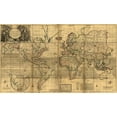 thumbnail image 2 of Vintage Maps 18x12 Gold Ornate Wood Framed with Double Matting Museum Art Print Titled - World Map, 2 of 4