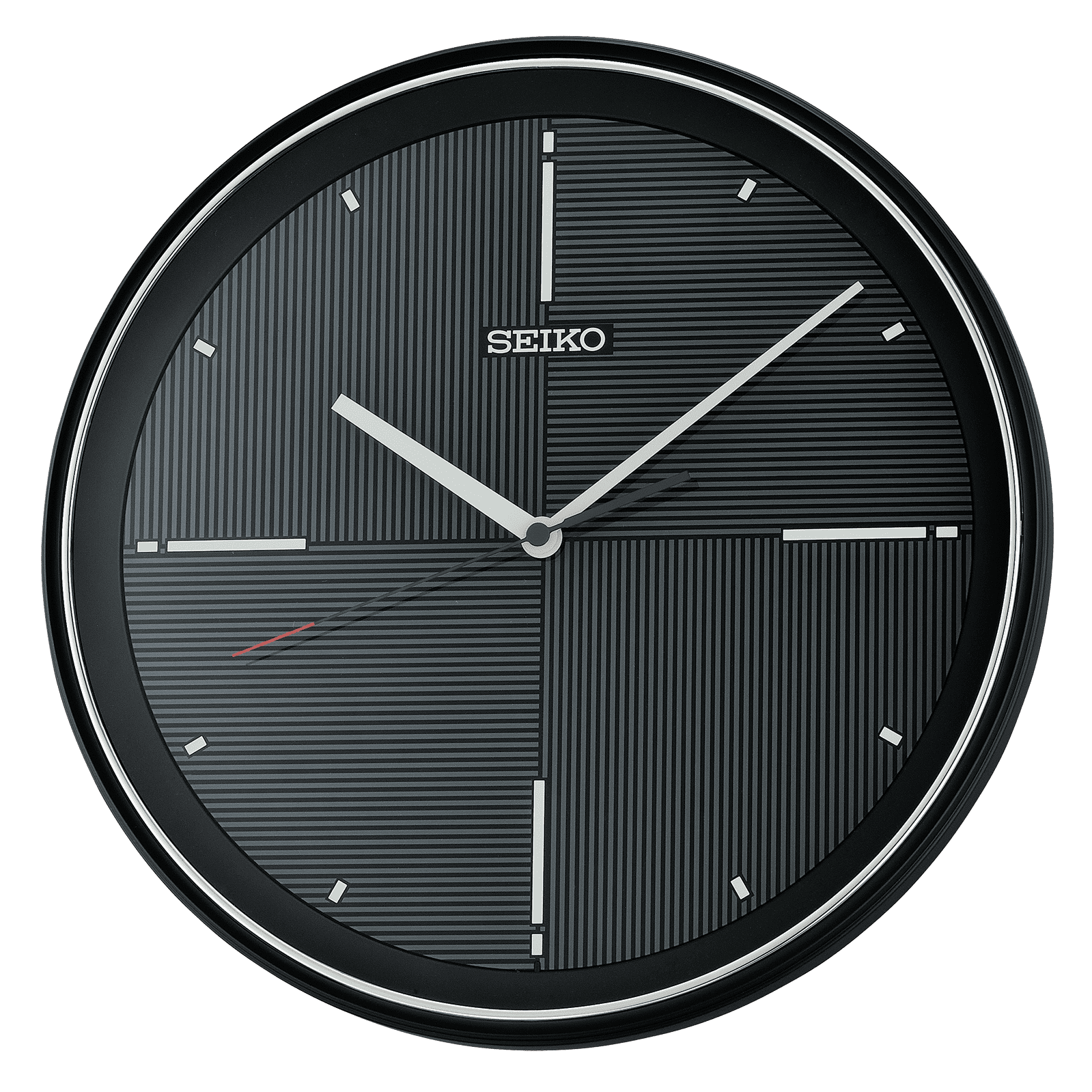 Seiko Stylish, Round, Noir Marble-Look Quartz Wall Clock