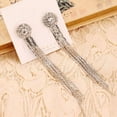 thumbnail image 4 of Long Tassel Rhinestone Clip on Earrings and Drop Pierced Earrings for Women Party Jewelry, 4 of 5