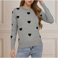 thumbnail image 6 of TKLPEHG Valentines Day Sweaters for Women Cute Heart Sweaters Knitted Crewneck Pullover Loose Long Sleeve Trendy Casual Fall Winter Tops (Gray,M), 6 of 6