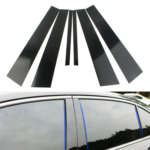 6PCS Door Cover Piano Window Trim Kit Black Pillar Posts For Acura TL 2004-2008