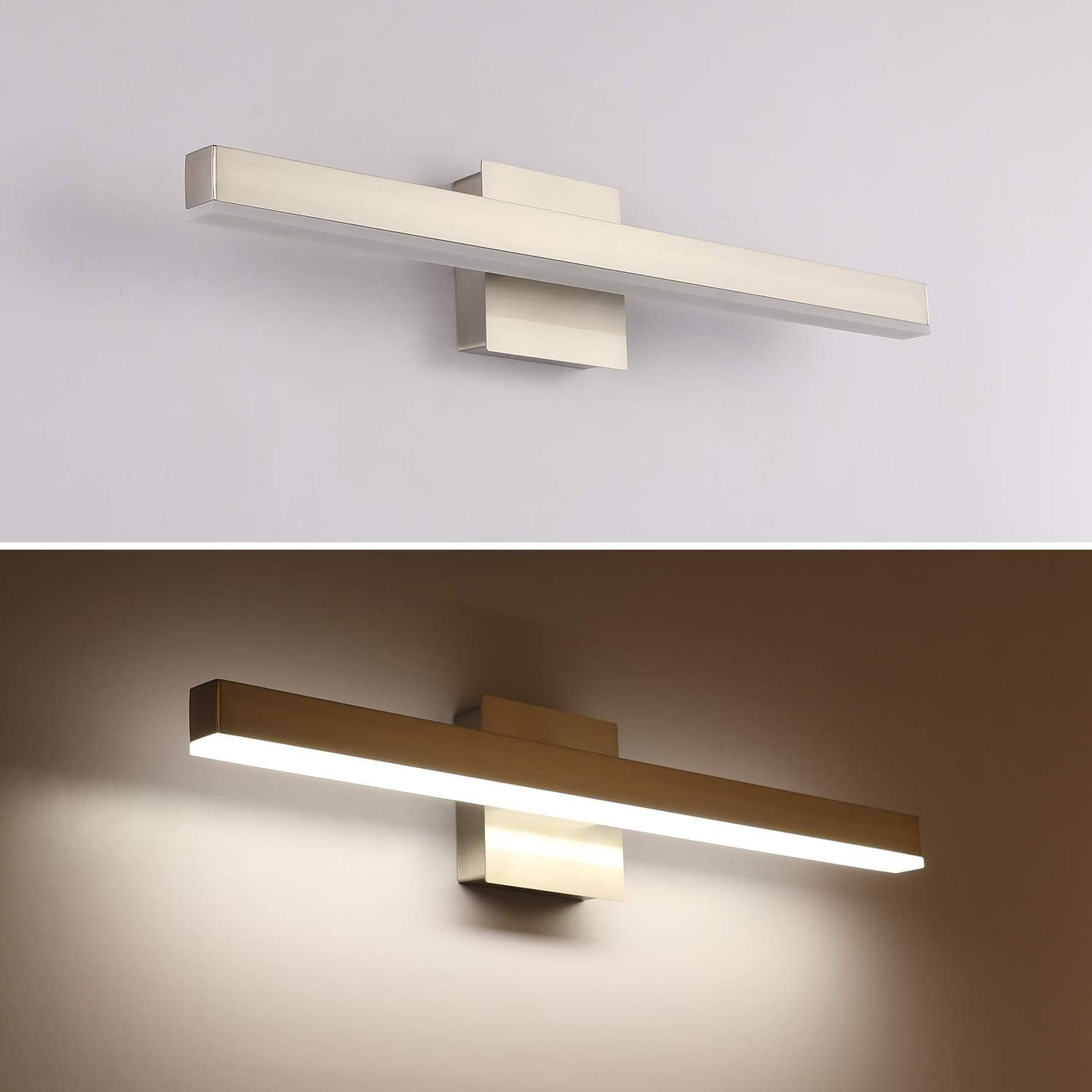 LED Bathroom Vanity Lighting Mirror Front Makeup Lights Fixtures Indoor Wall Mount Sconces Lamps Brushed Nickel 23.62" Inch