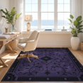 thumbnail image 3 of Design&I 8'x10' Washable Area Rug Deep Purple Elegance with Symmetrical Floral Design Intricate Star and Blossom Motifs for Dining Room, Large Office, Lounge, Snag-Free, 3 of 7