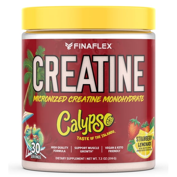 FinaFlex Pure Creatine with Mouthwatering Calypso Flavor | Micronized Creatine Monohydrate, 30 srv, Ocean Blue Lemonade