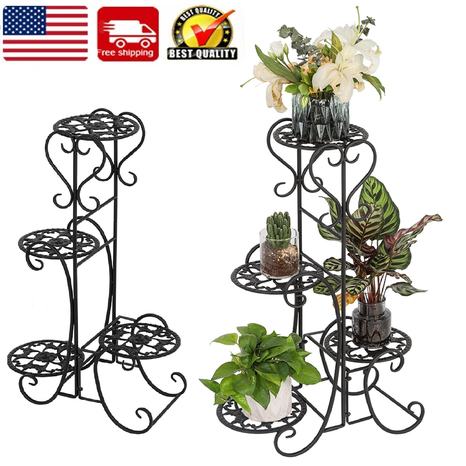 Goorabbit Plant Display For Outdoors,Indoor/Outdoor Metal Flower Stand