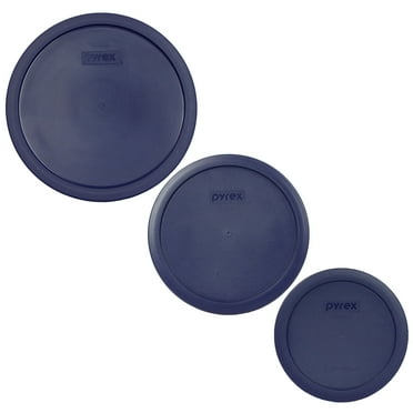 Pyrex Replacement Lid (1) 7403-PC 10-Cup, (1) 7402-PC 6/7-Cup, and (1) 7201-PC 4-Cup Round Blue Cover Combo, Bowls Sold Separately