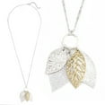 thumbnail image 5 of Pomina Gold Silver Two Tone Filigree Fall Leaf Pendant Long Necklace Chic Pendant Chain Necklace for Women, 5 of 10