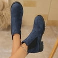 thumbnail image 7 of Willtoo Women's Ankle Boots Chunky Low Heels Booties Slip On Elastic Fall Short Boots Women Round Toe Casual Solid Suede Comfortable Bootie Outdoor Non-Slip Hiking Riding Boot Walking Shoes Navy, 7 of 7