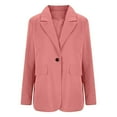 thumbnail image 4 of Evdexr Open Front Blazer Womens Business Lightweight Suit Jackets Long Sleeve Lined Office Suit Cardigan Fall Lapel One Button Plus Size Blazer Jackets with Pockets Pink L, 4 of 7