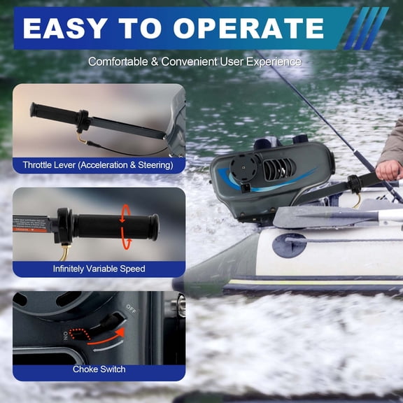 2 Stroke Outboard Motor Boat Engine Motor With Water Cooling And CDI System3.5HP Grey 35.4*15