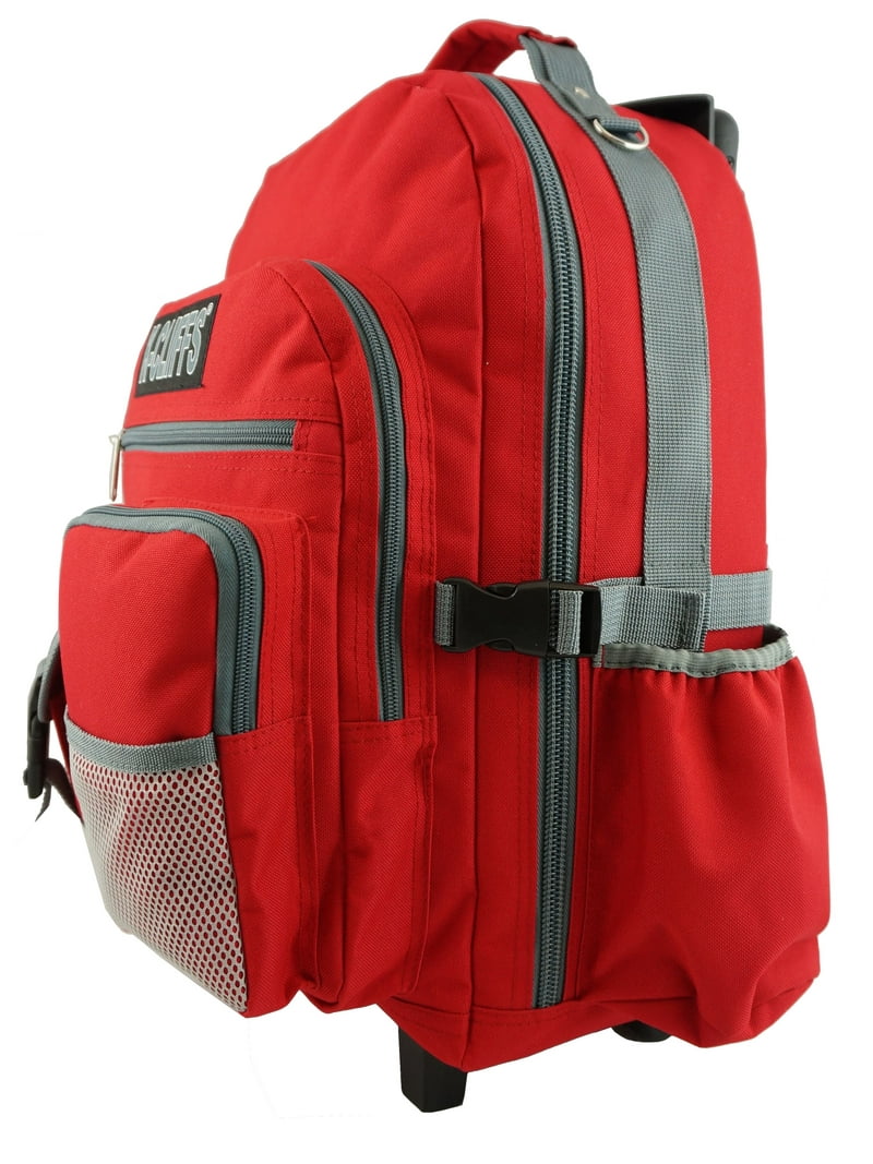 K-Cliffs Unisex Heavy Duty Rolling School Backpack in Red