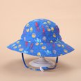 thumbnail image 4 of Meresysid Toddler Kids Baby Girls Upf Beach Sun Protection Hat Adjustable Hat Wide Brim Summer Outdoor Hat With Chin Strap Blue, 4 of 5