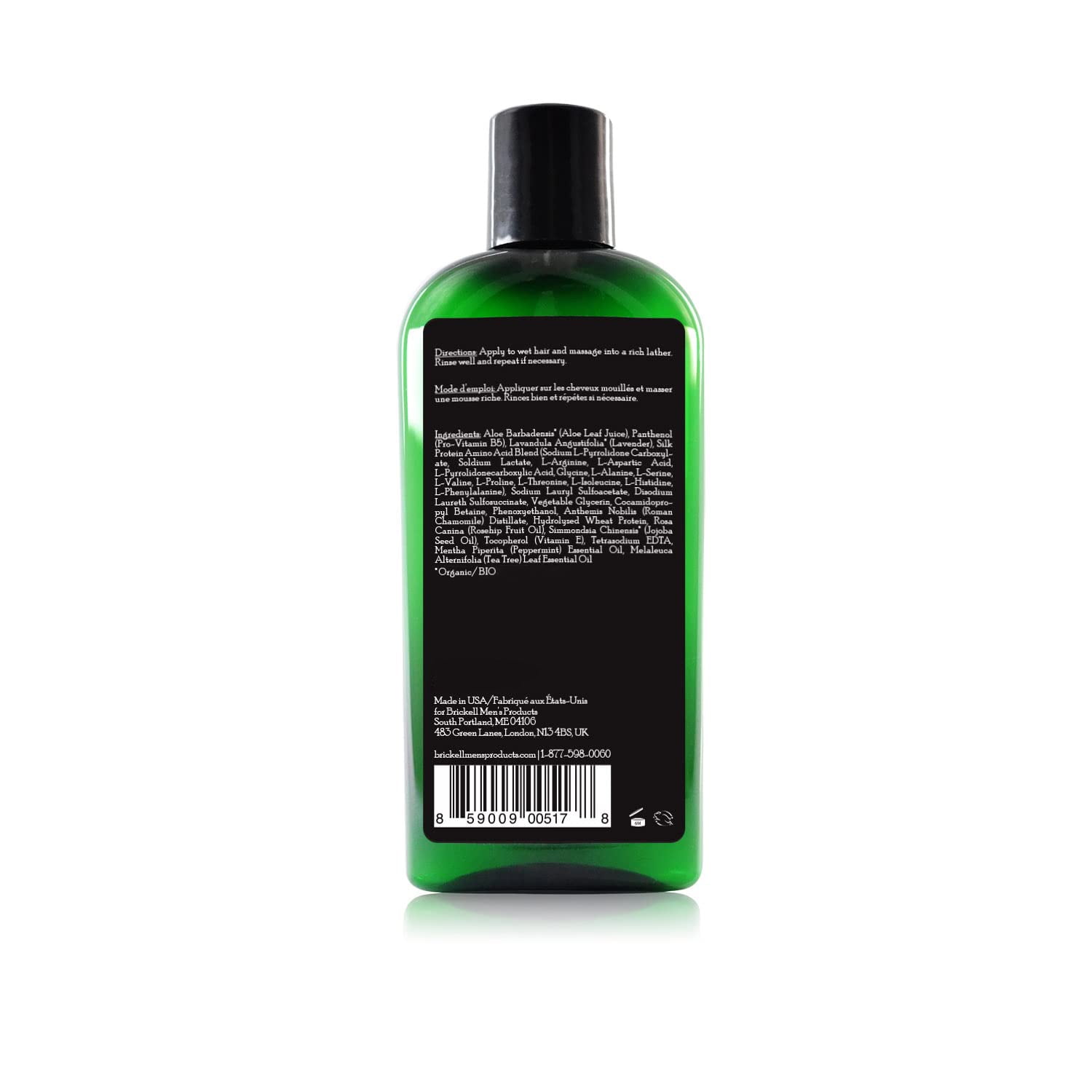 Brickell Men's Daily Strengthening Shampoo, Natural & Organic Ingredients, Featuring Mint & Tea Tree Oil to Soothe Dry & Itchy Scalp, Sulfate‑Free, 8 oz