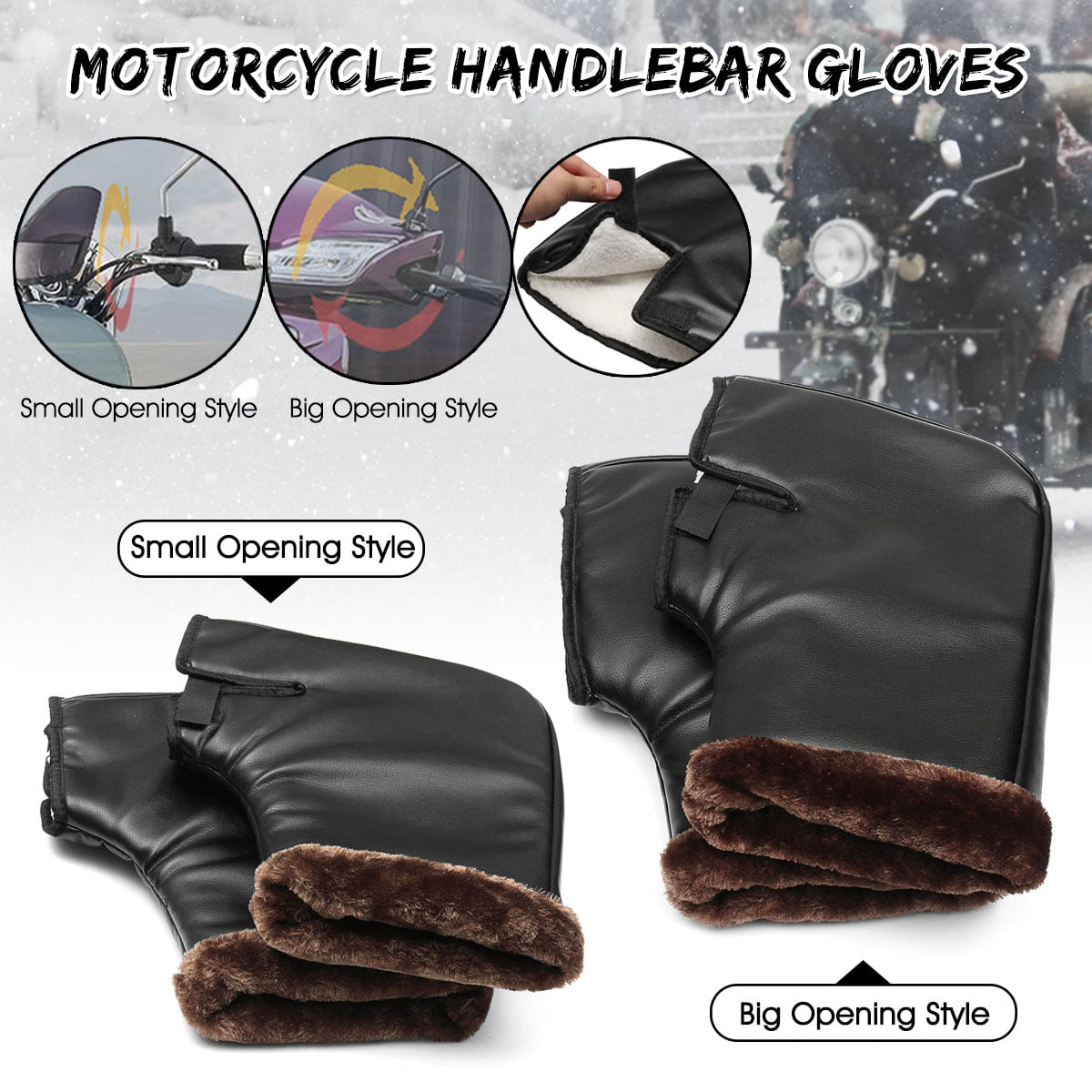 Scooter Motorcycle Gloves Warmer Mitts Winter Quad Bike Handlebar Hand Fur Muffs 