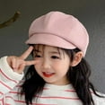 thumbnail image 3 of Children Beret Short Brim Vintage Solid Color Newsboy Cap Warm Autumn Winter Cap Girls Octagonal Cap Daily Outdoor Activities Headwear, 3 of 8