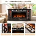 thumbnail image 4 of OKD Fireplace TV Stand for up to 80" TVs, 36"H Farmhouse Entertainment Center with 42" Electric Fireplace, LED Lights & Glass Door Cabinets, Dark Rustic Oak, 4 of 6