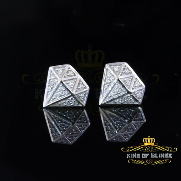 King of Bling's 0.24ct Cubic Zirconia 925 White Silver Women's & Men's Hip Hop Stud Earrings