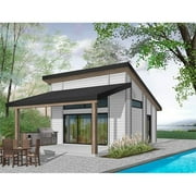 The House Designers: THD-4959 Builder-Ready Blueprints to Build a Cabana/Pool House Plan with Slab Foundation (5 Printed Sets)