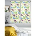 thumbnail image 3 of Dinosaur Sheer Curtains 2 Panels Set Cartoon Green Blue Purple Animal Small Mountain Farm Beige Sheer Window Curtains Light Filtering Rod Pocket Voile Drapes for Bedroom Living Room 52"X72", 3 of 9