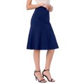 thumbnail image 4 of Midi Skirts for Women's Elastic High Waist Summer Work A Line Flowy Trendy Skirt XS Dark Blue, 4 of 5