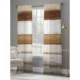 thumbnail image 4 of Brown Wood Grain Sheer Curtains 96 Inch Length 2 Panels Set, Vintage Country Geometric Striped Voile Window Treatment Semi Sheer Long Curtains Drapes for Bedroom/Living Room/Kitchen 52"x96"x2, 4 of 7