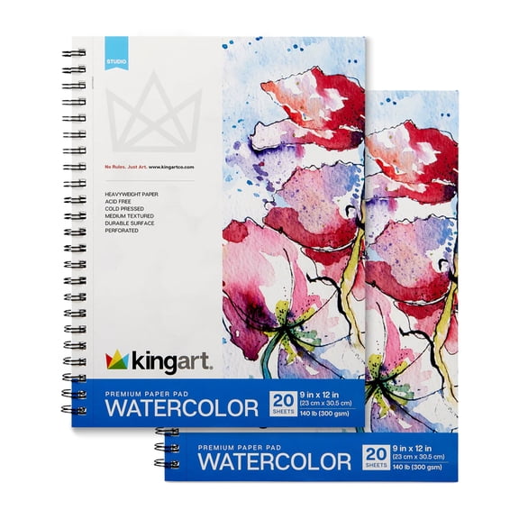 Watercolor Paper Pads – 9" x 12" (2 Pack, 20 Sheets Each)
