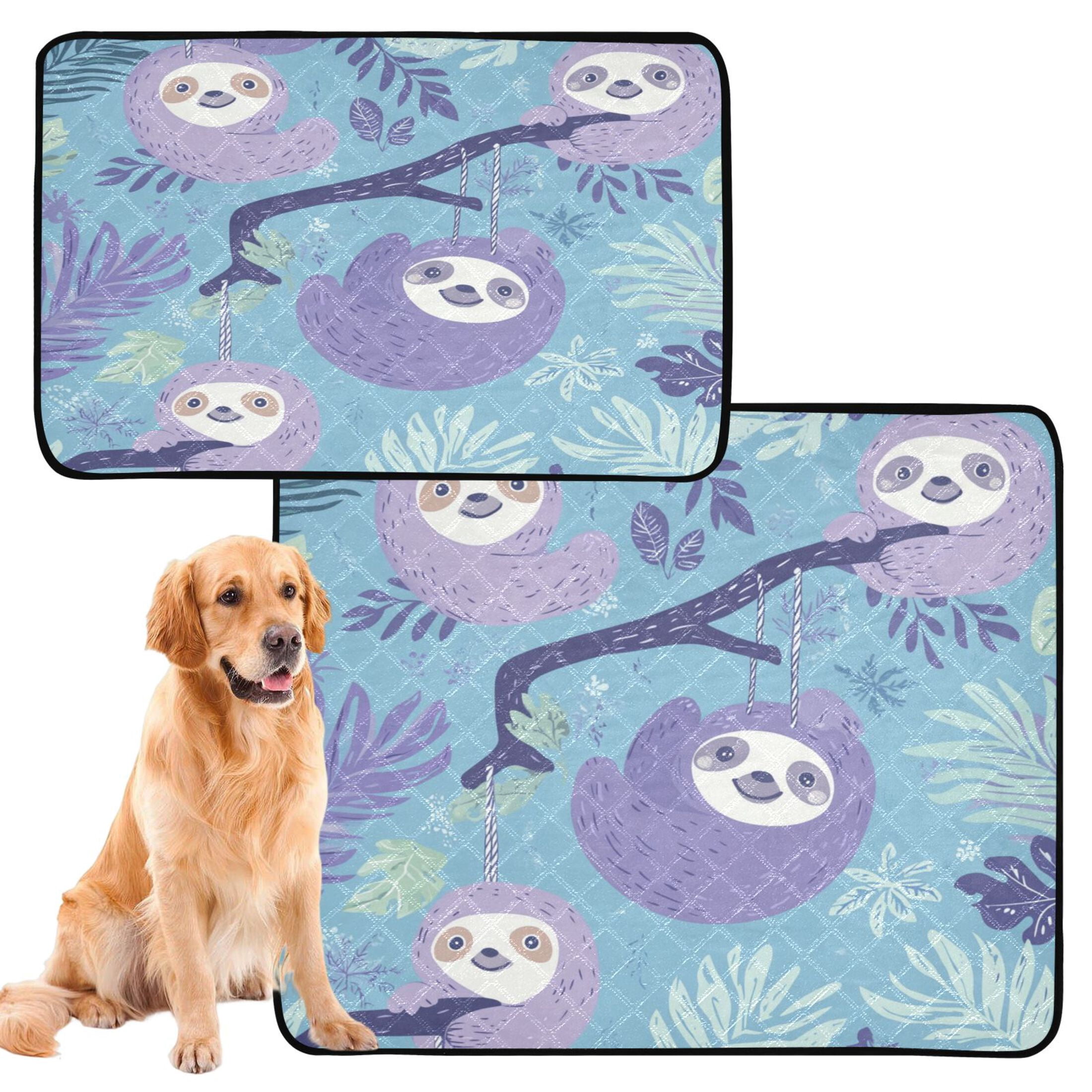Qxltty Pattern with Sloth Hanging on Tree Branches Cat litter Pads Pet Set of 3 Diaper Mats Center Anti-leakage Layer Absorbent Soft and Comfortable
