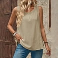 thumbnail image 2 of Uooqdmx Linen Tank Tops for Women, Gauze Shirts for Women, Plain Tank Tops for Women, Loose Fitting Tank Tops for Women, Sleeveless Tunic Tops for Women, Khaki S, 2 of 7