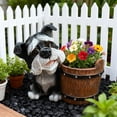 thumbnail image 3 of Barrel Planter, Yorkshire Terrier Statue, 11X9 In, Outdoor Plant Pot, Outdoor Yard Decor, Porch Decorations Outdoor, BlackandWhite Home Decor, Garden Decor, OutdoorandGarden,, 3 of 6