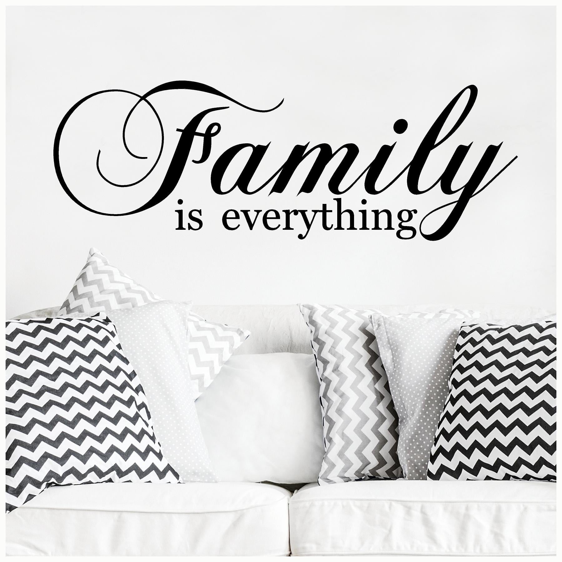 Family Is Everything Wall Sayings Vinyl Lettering Art Decal Quote Sticker Home Decals - Size: 10'H x 30'L - Color: Black