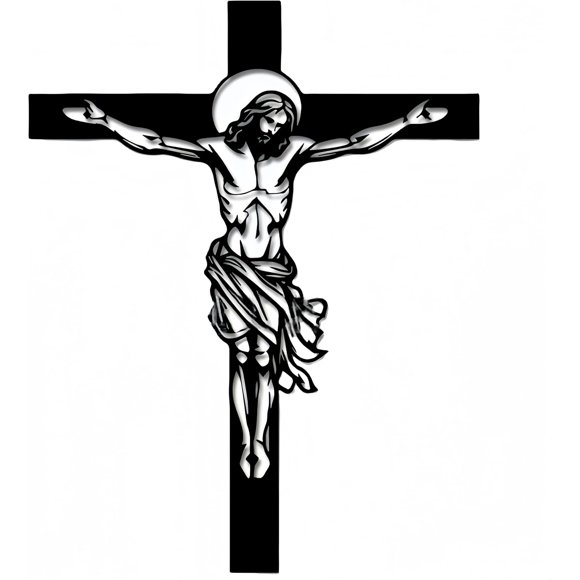 Xylarnoveth 16 Pulgadas Crucifijos Católicos para Pared Grandes – 16 Inch Catholic Wall Cross with Jesus Silhouette in Black Iron – Decoración Religiosa para Hogares, Altares y Capillas