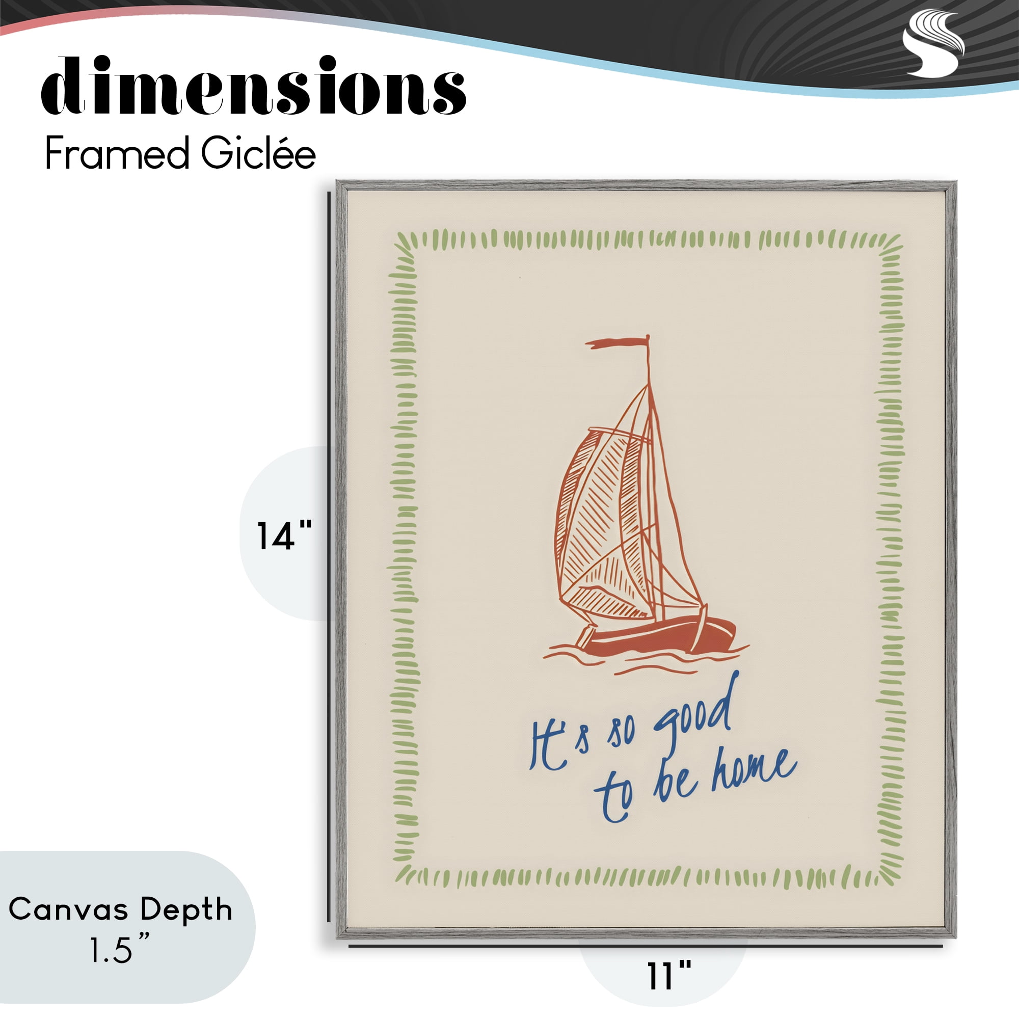 Stupell Industries Good To Be Home Sailboat Gray Framed Giclee Art, design by The Prints Vibe