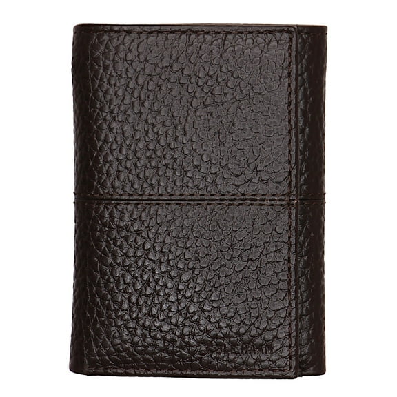 Cole Haan Men's Slim Pebbled Leather Tri-Fold Trifold Wallet (Chocolate)
