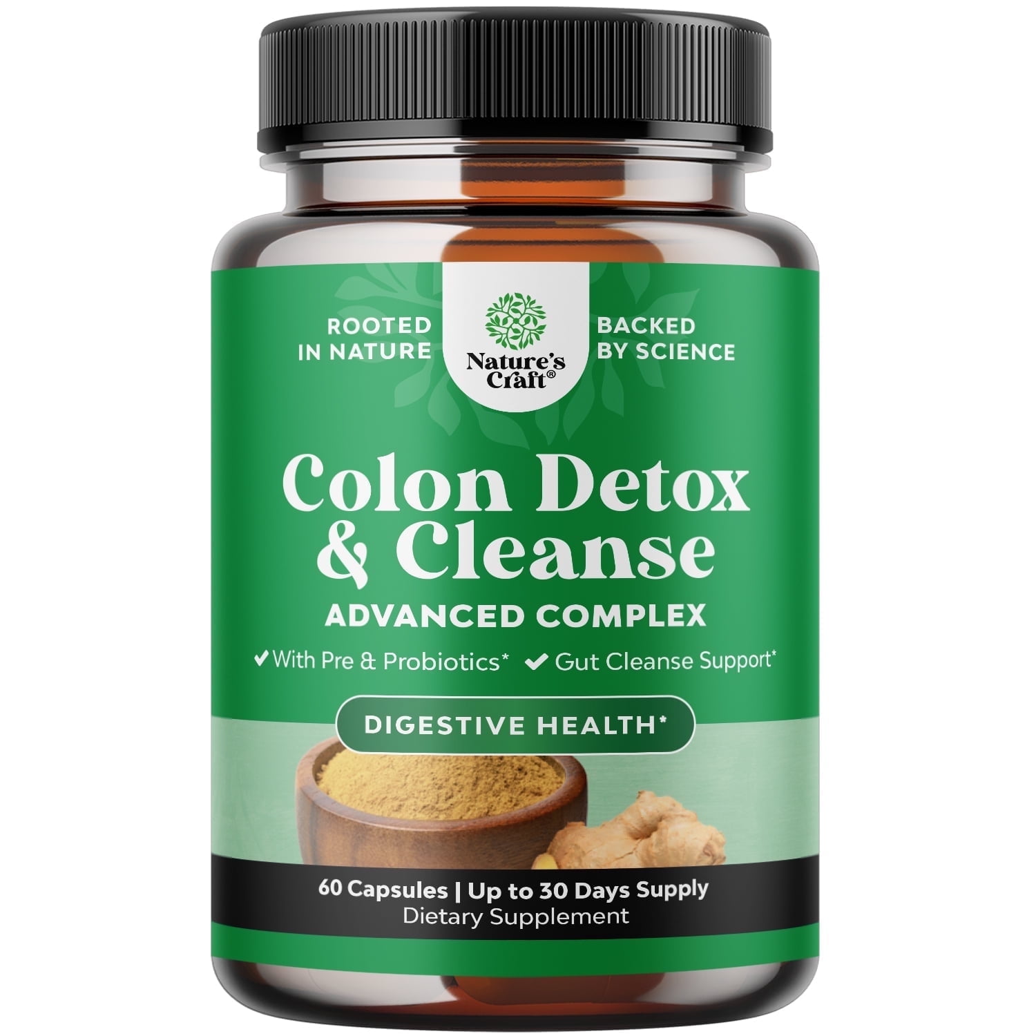 Nature's Craft Colon Cleanse and Detox, Advanced Complex Gut Health Supplement, 60 Capsules