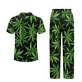 thumbnail image 6 of Yuyamidu Green Leaves Women's Short Sleeve Pajama Set 2 Piece Soft Sleepwear Lounge Set with Comfortable Top & Pants Breathable Nightwear for Summer, 6 of 7