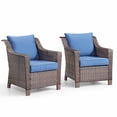 thumbnail image 5 of Gymojoy 2-Piece Outdoor PE Wicker Patio Lounge Chairs Porch Outdoor Club Chairs with High Back and Deep Seating, Blue, 5 of 7