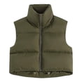 thumbnail image 3 of ZHOUCHANKIDS Women's Padded Vest, High Stand Collar Lightweight Zip Crop Puffer Gilet GN1 L, 3 of 3