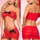 thumbnail image 1 of VISgogo Conjunto de lencería sexy de 2 piezas para mujer, sujetador corto con lazo y hombros descubiertos de encaje floral de color sólido, conjuntosexy de corte bajo para amantes, parejas VISgogo moda, 1 of 8