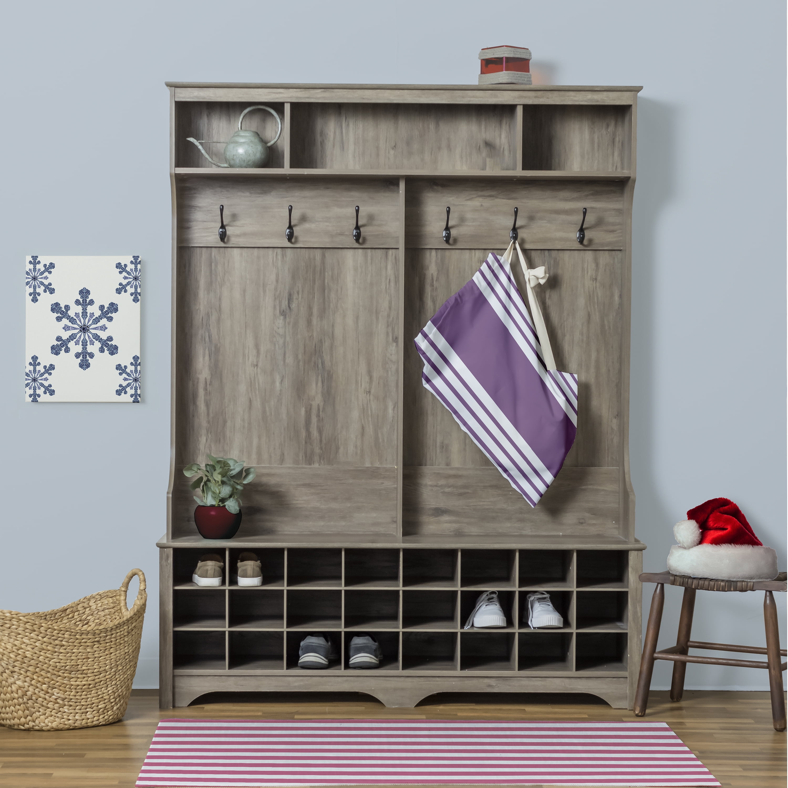 Simply Daisy Stripe 28 x 36 in Lavender Laundry Bag
