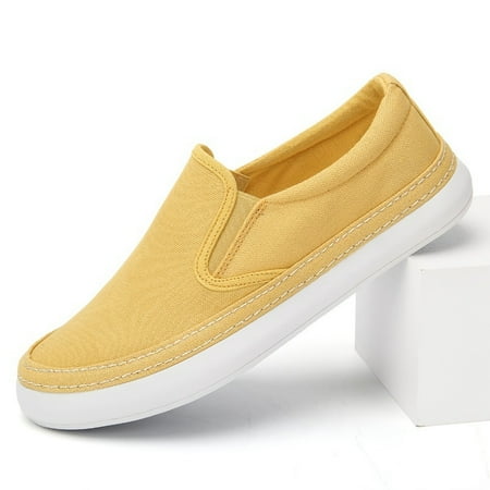 

Men s Canvas Breathable Skate Shoes Casual Loafers Yellow