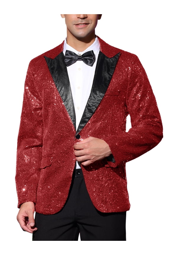Men's Sequin Suit Jacket Sparkly Party Show Glitter Sports Coat