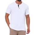 thumbnail image 1 of Camisetas Henley para hombres INSPIRE CHIC, casuales de verano, de manga corta, con botones, básicas, 2XL, blancas, 1 of 6