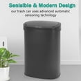 thumbnail image 2 of 13-Gallon Kitchen Trash Can Black Stainless Steel Garbage Can Automatic Touch Free Garbage Bin Motion Sensor Trash Can with Lid Metal Waste Bin for Living Room, Kitchen, Bathroom, Office, 2 of 7