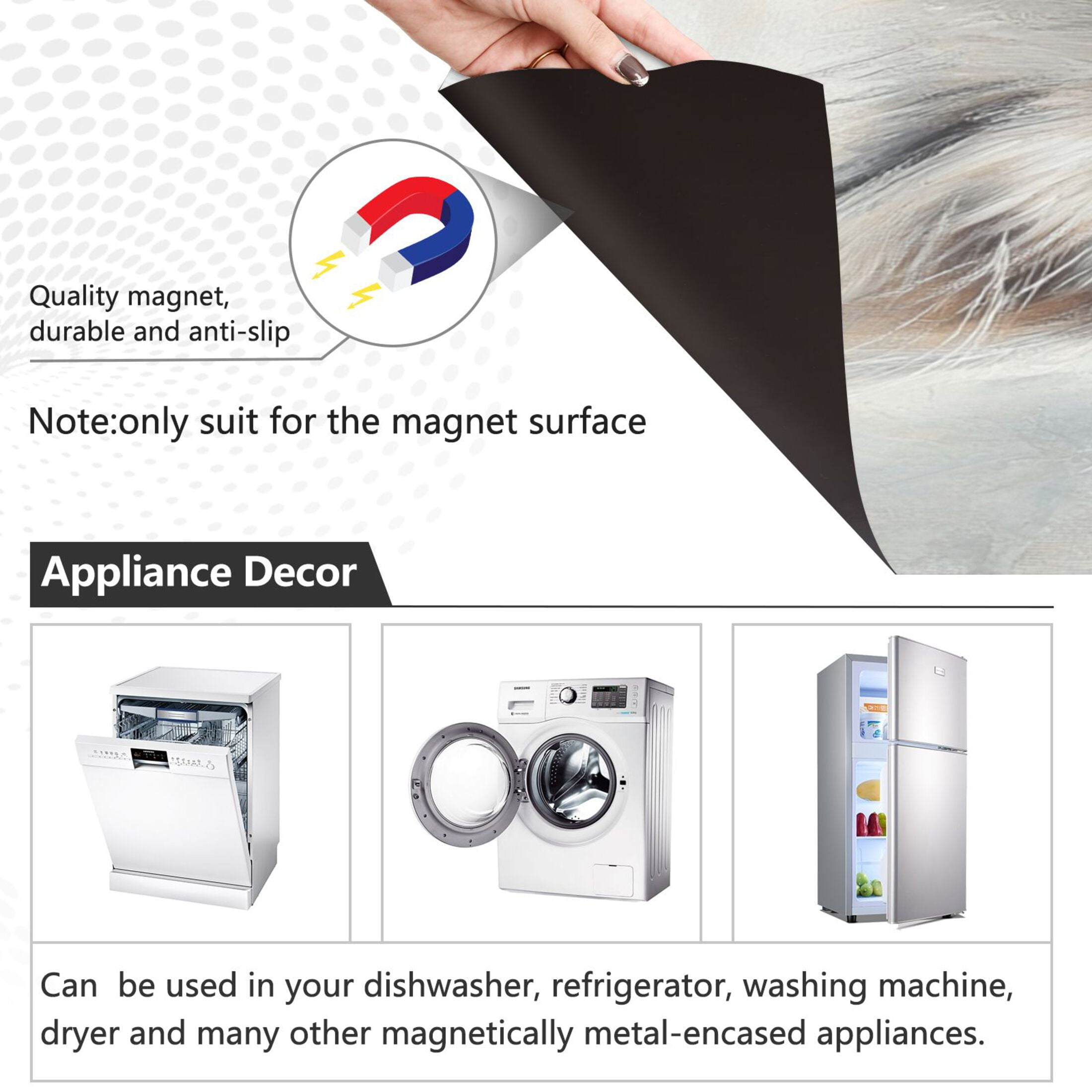 Dishwasher Magnetic Sticker 23x26 Inch Refrigerator Magnetic Sticker Washing Machine Magnetic Sticker Kitchen Panel Magnetic Sticker Home Decor Beautiful Blue-eyed Cat